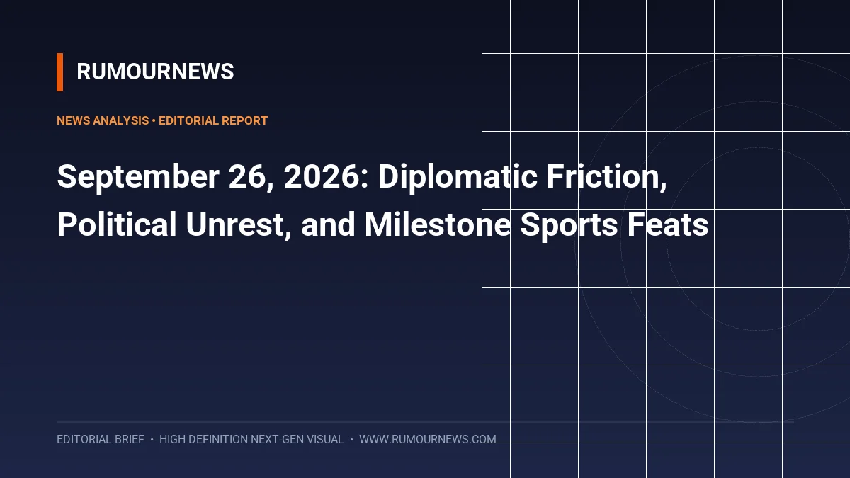 September 26, 2026: Diplomatic Friction, Political Unrest, and Milestone Sports Feats