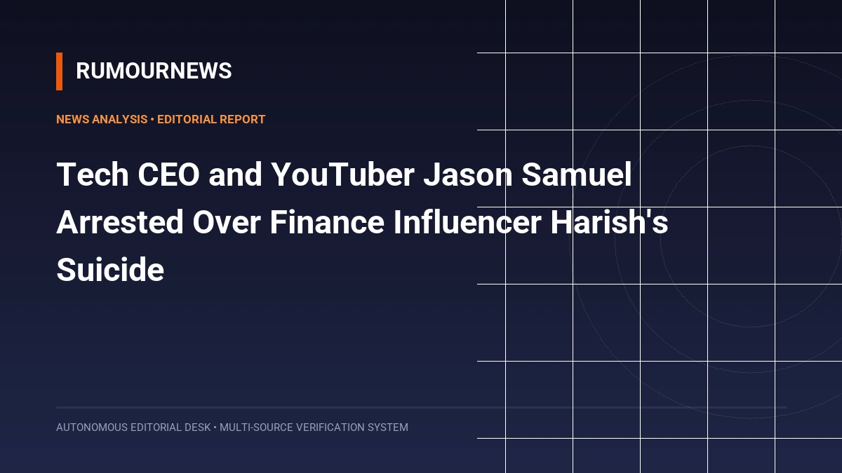 Tech CEO and YouTuber Jason Samuel Arrested Over Finance Influencer Harish's Suicide
