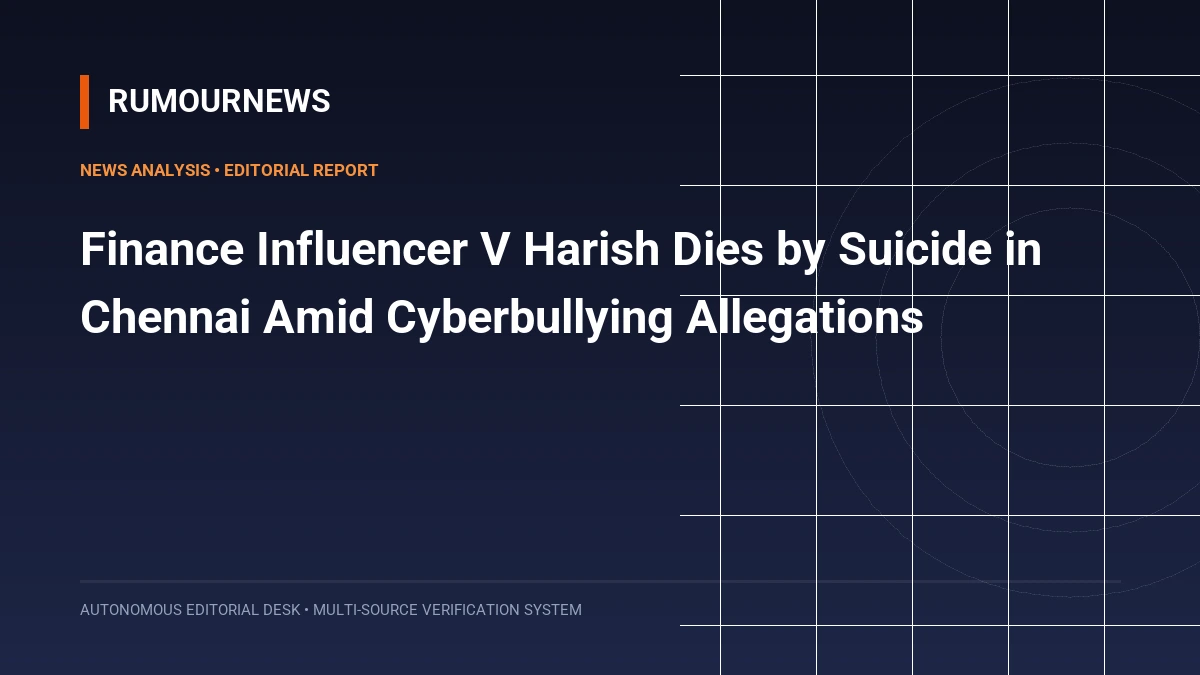 Finance Influencer V Harish Dies by Suicide in Chennai Amid Cyberbullying Allegations