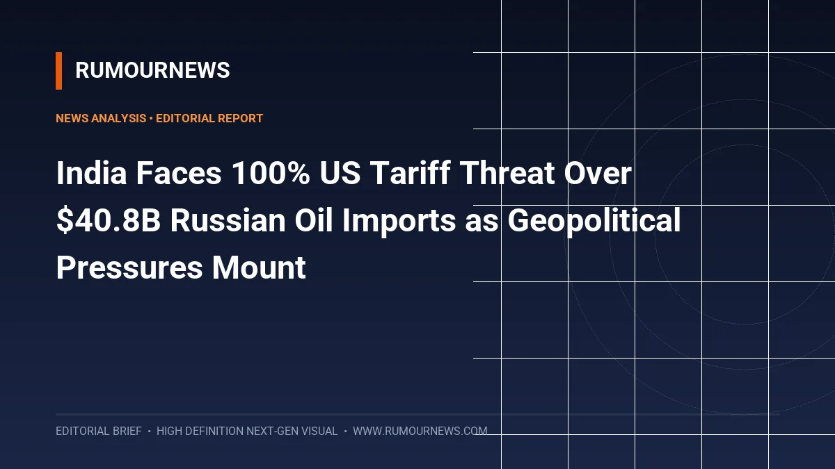 India Faces 100% US Tariff Threat Over $40.8B Russian Oil Imports as Geopolitical Pressures Mount