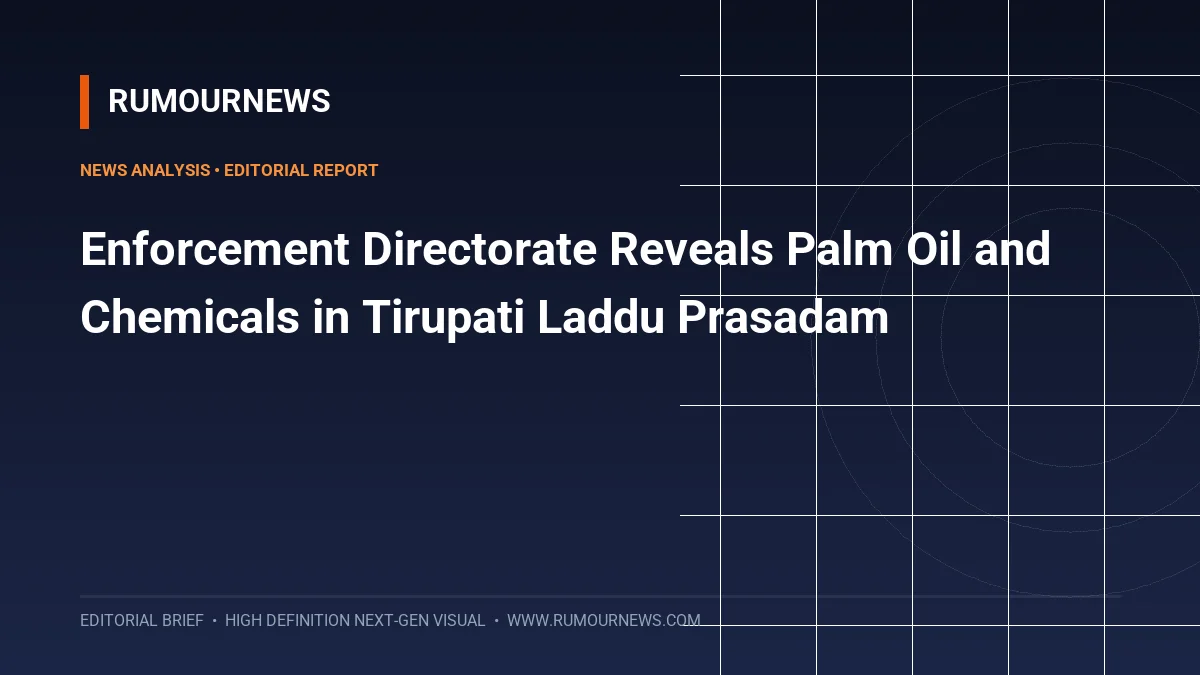 Enforcement Directorate Reveals Palm Oil and Chemicals in Tirupati Laddu Prasadam