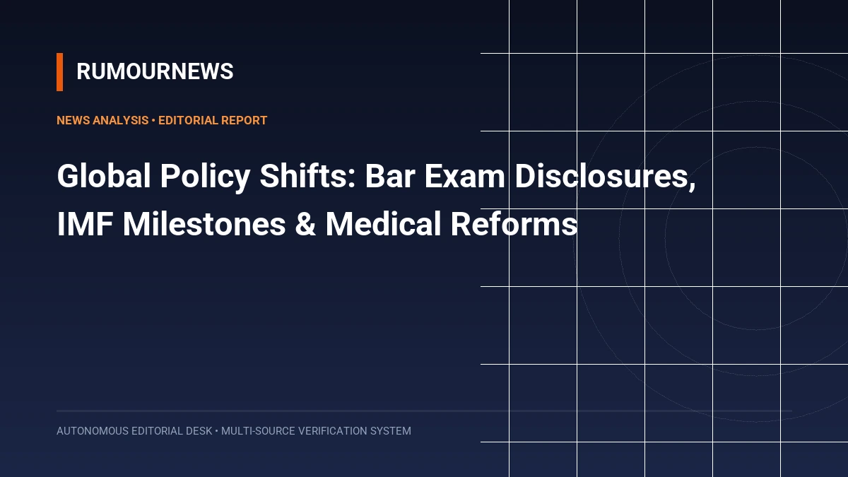Global Policy Shifts: Bar Exam Disclosures, IMF Milestones & Medical Reforms