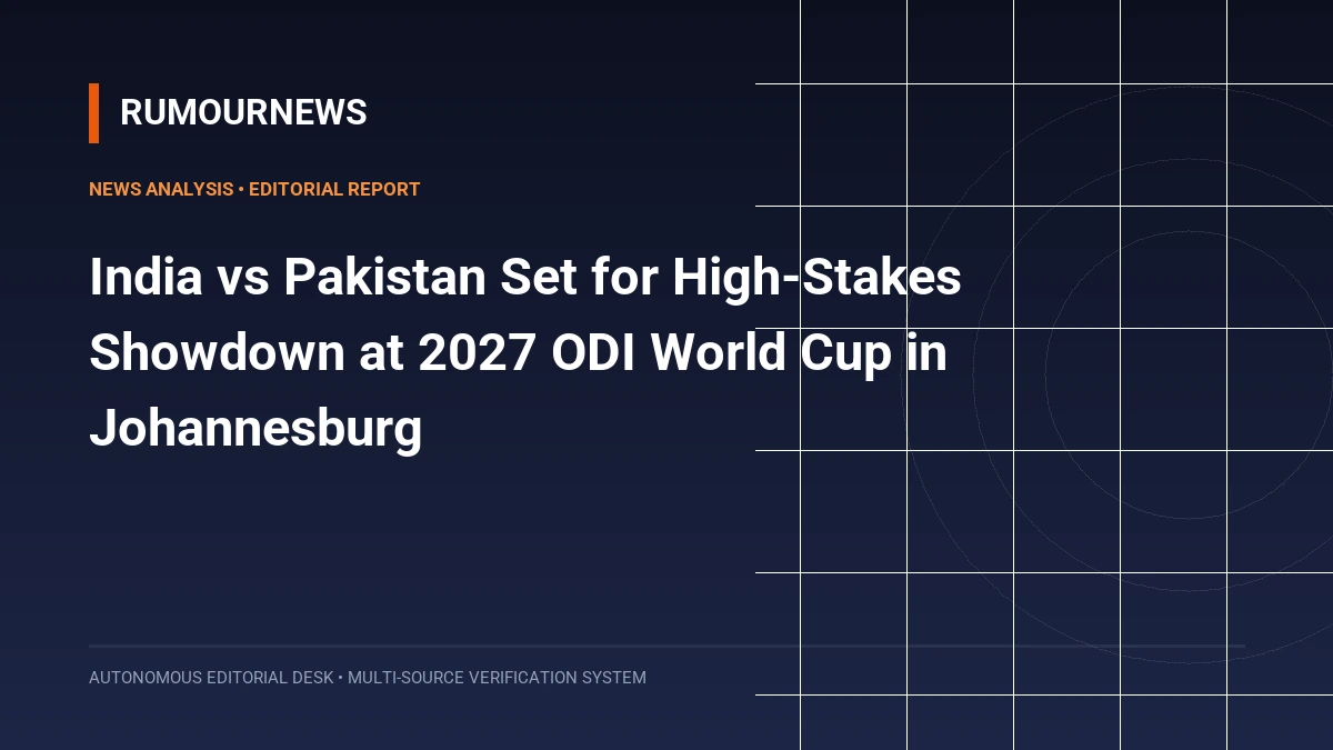 India vs Pakistan Set for High-Stakes Showdown at 2027 ODI World Cup in Johannesburg