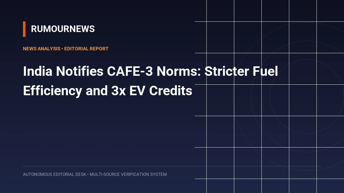 India Notifies CAFE-3 Norms: Stricter Fuel Efficiency and 3x EV Credits