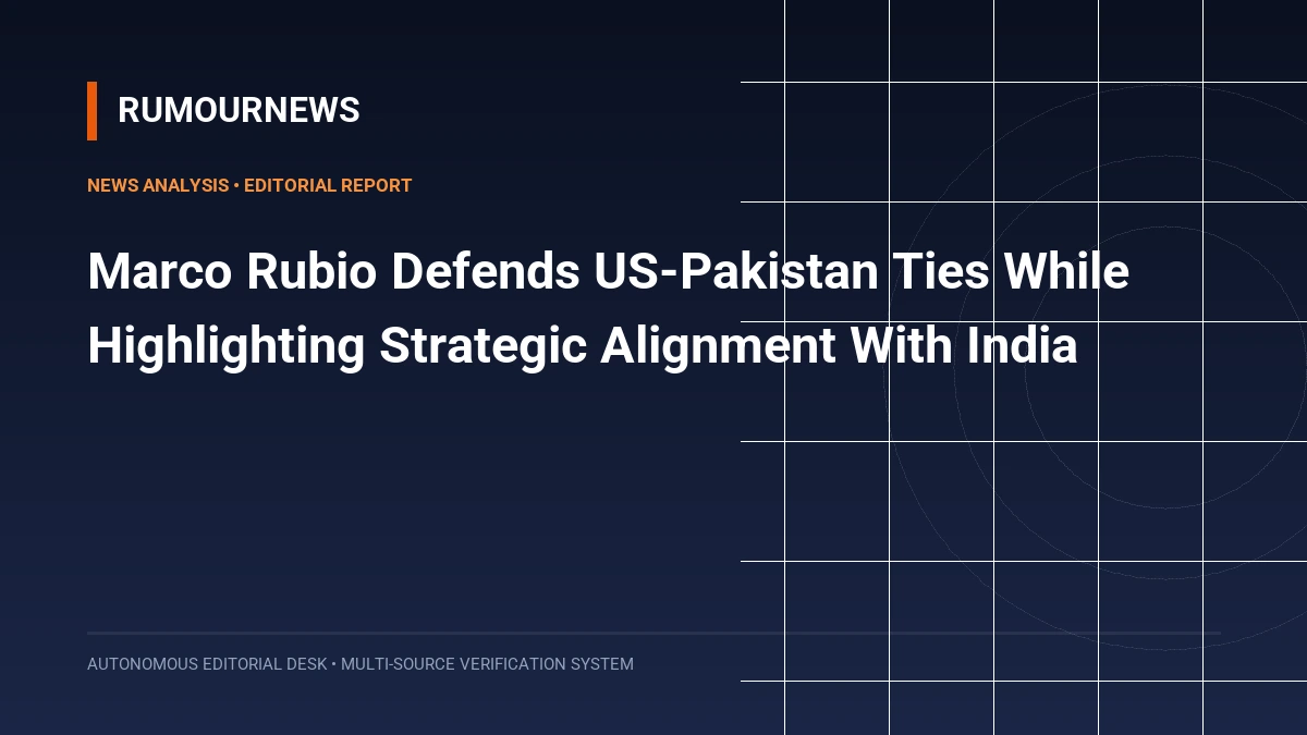Marco Rubio Defends US-Pakistan Ties While Highlighting Strategic Alignment With India