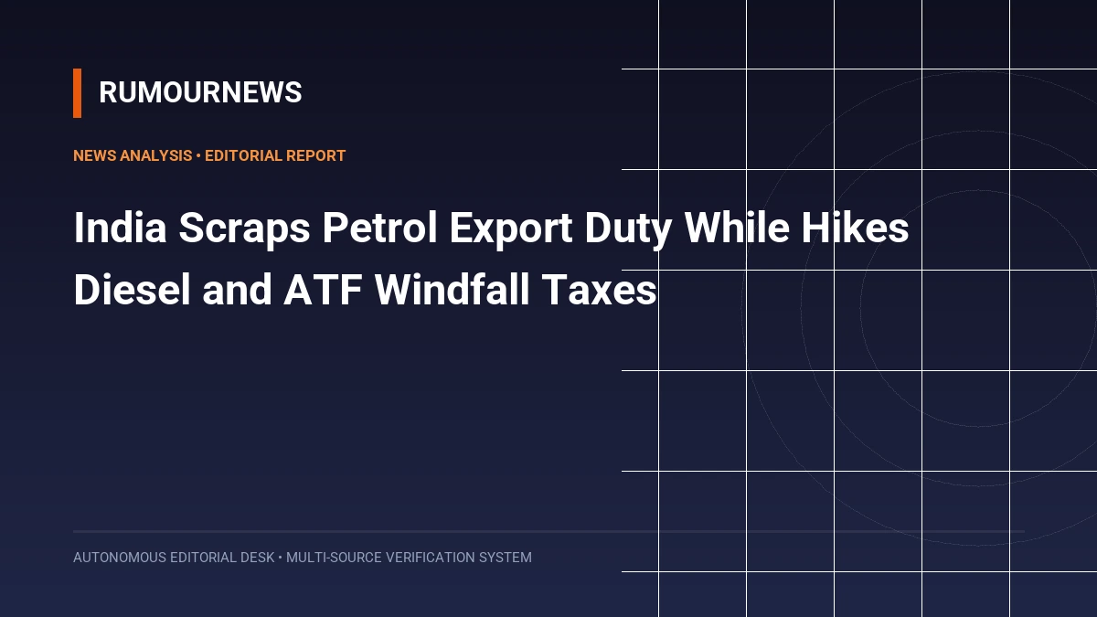 India Scraps Petrol Export Duty While Hikes Diesel and ATF Windfall Taxes