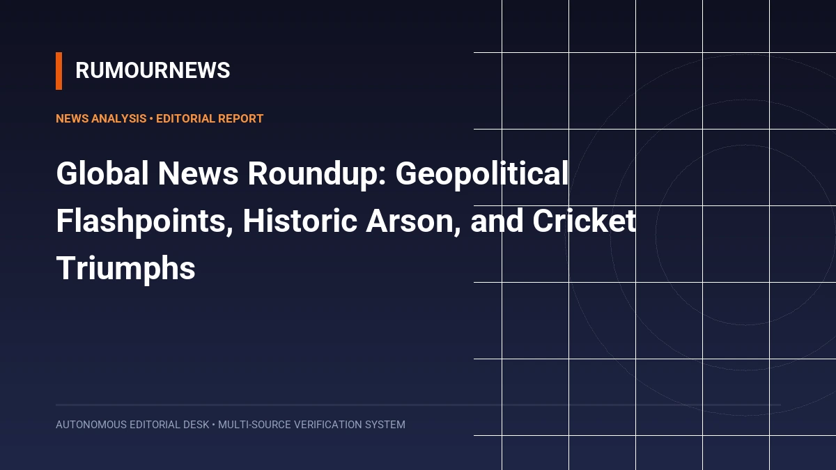 Global News Roundup: Geopolitical Flashpoints, Historic Arson, and Cricket Triumphs