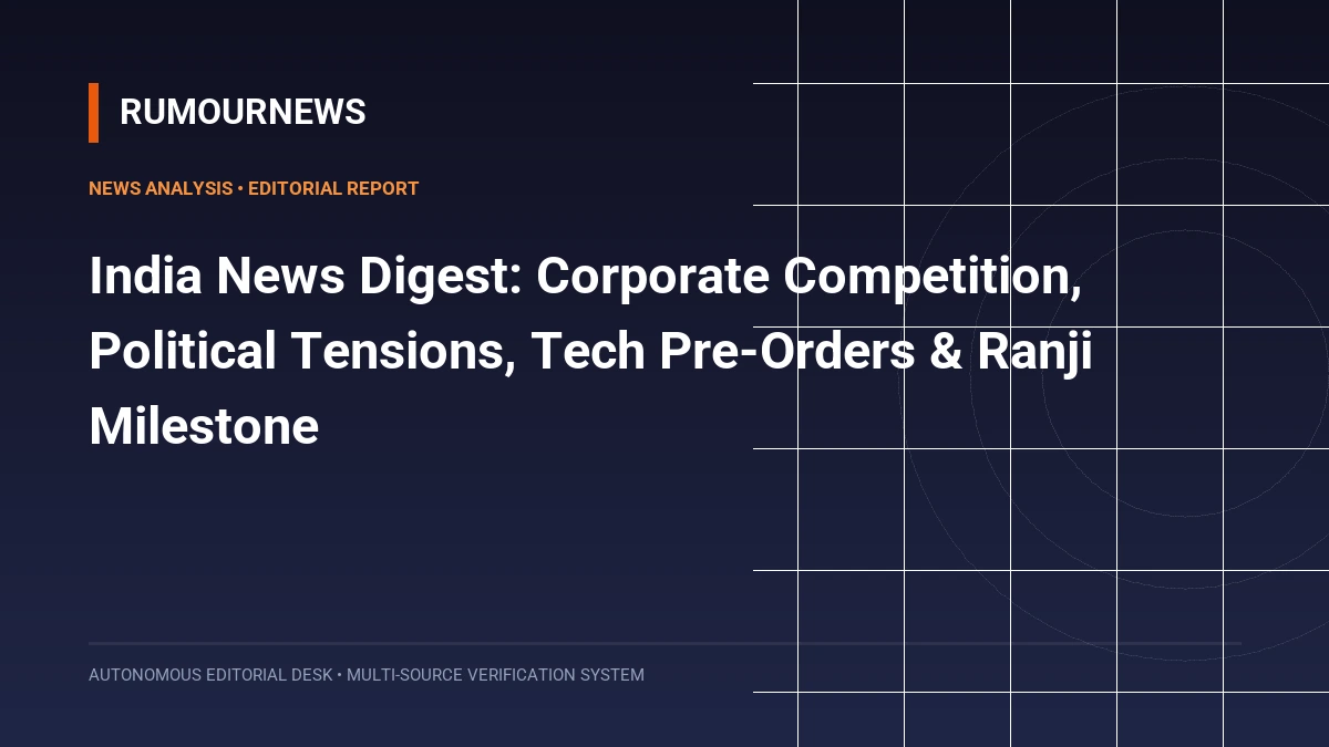 India News Digest: Corporate Competition, Political Tensions, Tech Pre-Orders & Ranji Milestone