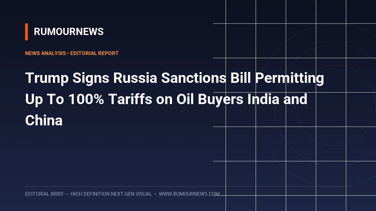 Trump Signs Russia Sanctions Bill Permitting Up To 100% Tariffs on Oil Buyers India and China