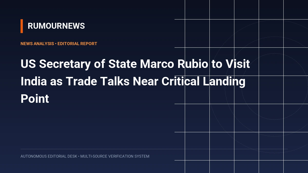 US Secretary of State Marco Rubio to Visit India as Trade Talks Near Critical Landing Point