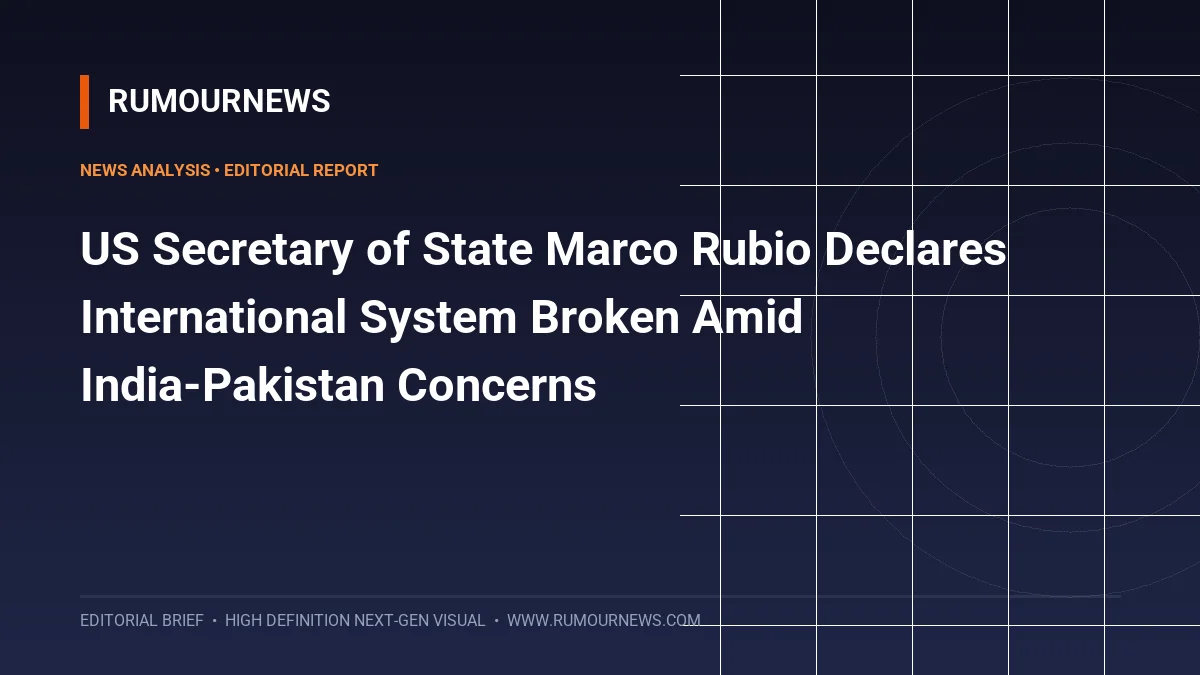 US Secretary of State Marco Rubio Declares International System Broken Amid India-Pakistan Concerns