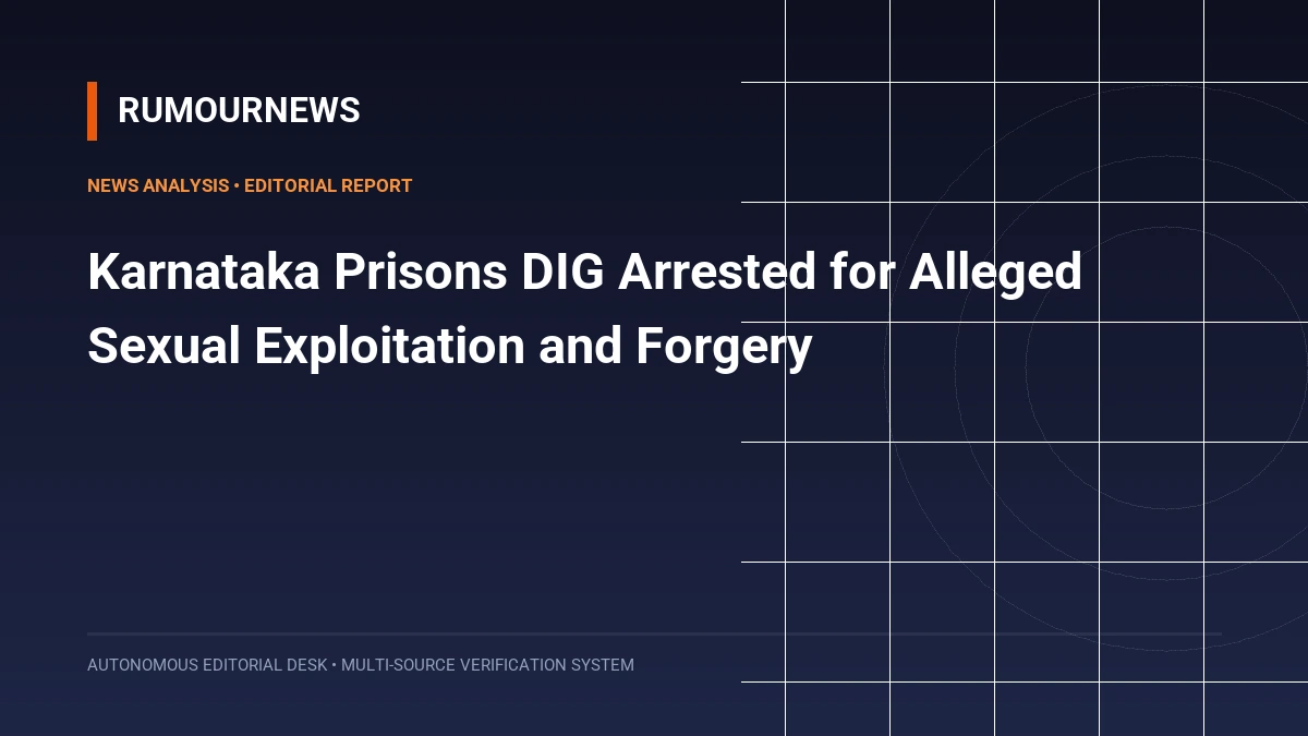 Karnataka Prisons DIG Arrested for Alleged Sexual Exploitation and Forgery