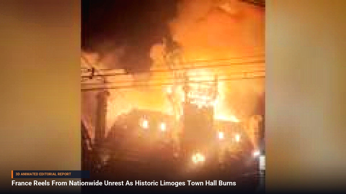 France Reels From Nationwide Unrest As Historic Limoges Town Hall Burns